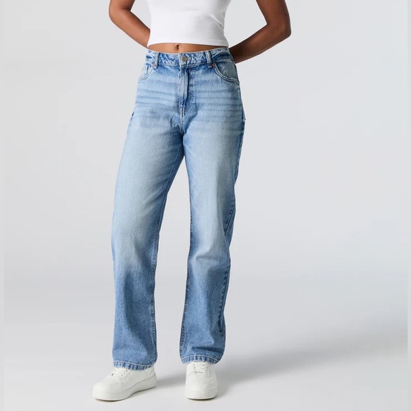 Straight Leg Jeans with High Waist In a Medium Blue Vintage Wash - Size 0- NEW - Picture 10 of 10